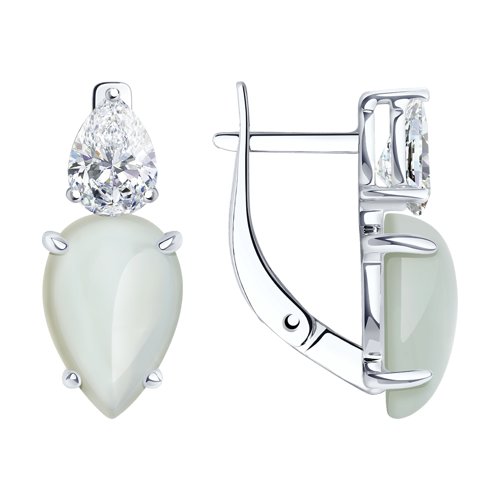 Cercei din argint  cu pietre Cubic zirconia, Piatra Lunii