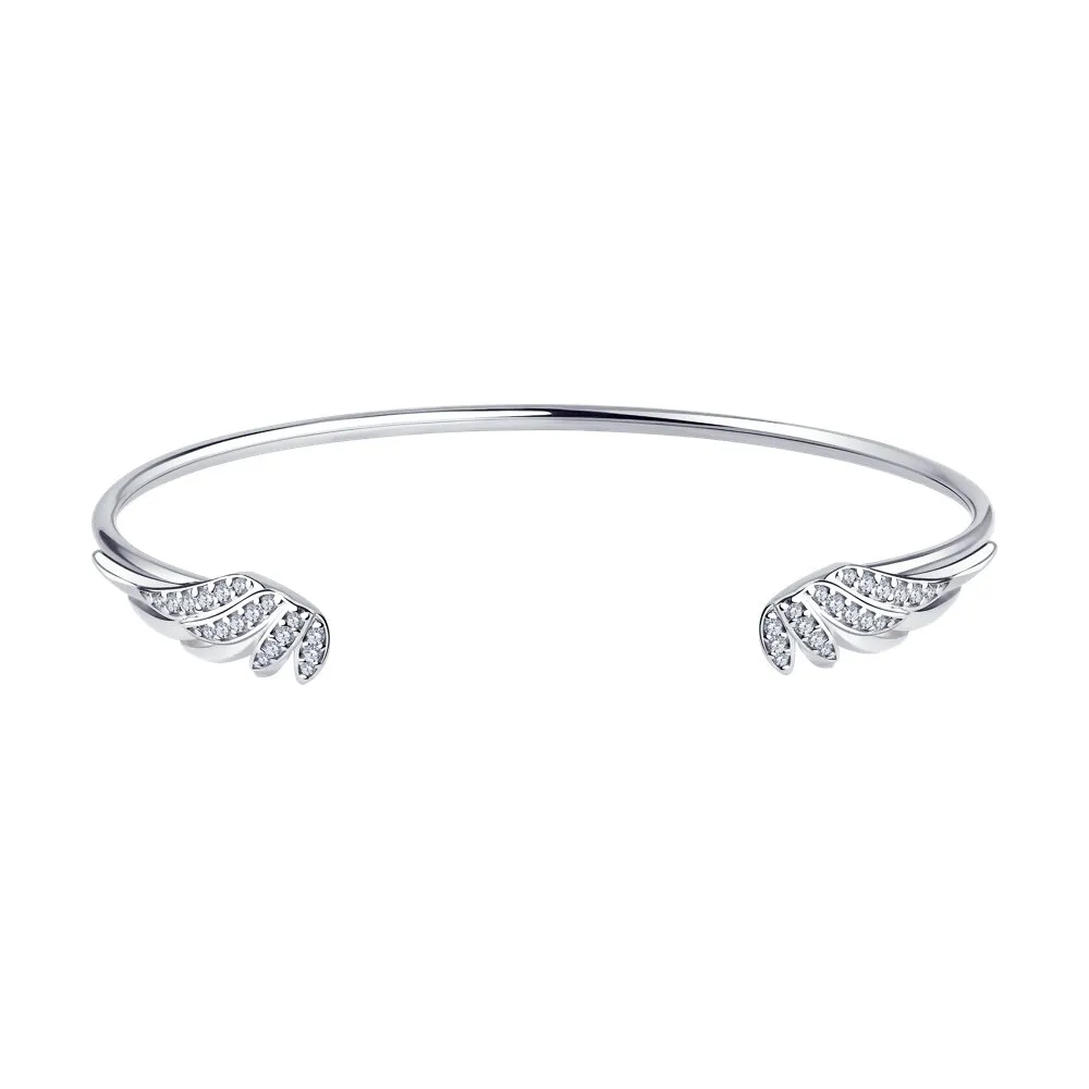 Brățară din argint cu Cubic Zirconia Incolor, Tijă din oțel