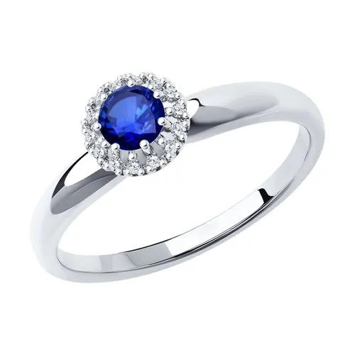 Inel din aur alb cu Diamant, Safir