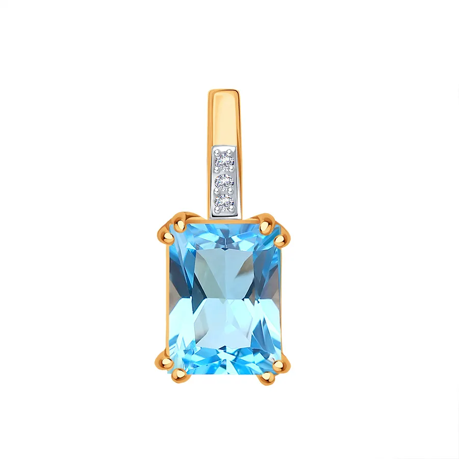 Pandantiv din aur roșu cu Cubic Zirconia Incolor, Topaz