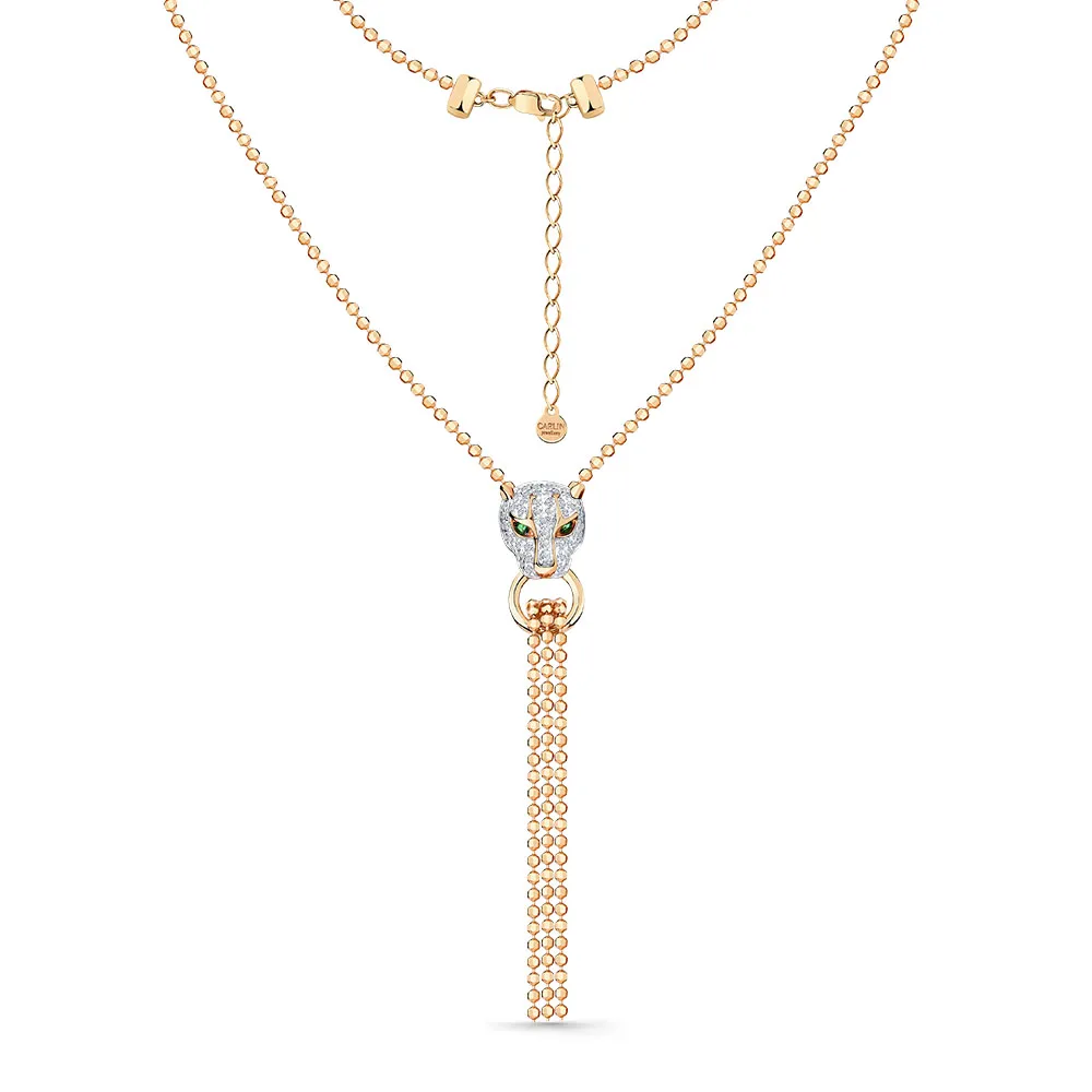 Colier din aur roșu cu Cubic Zirconia Incolor, Cubic Zirconia Verde