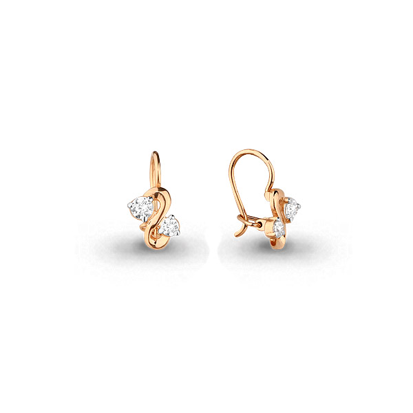 Детские серьги из красного золота с камнями Swarovski