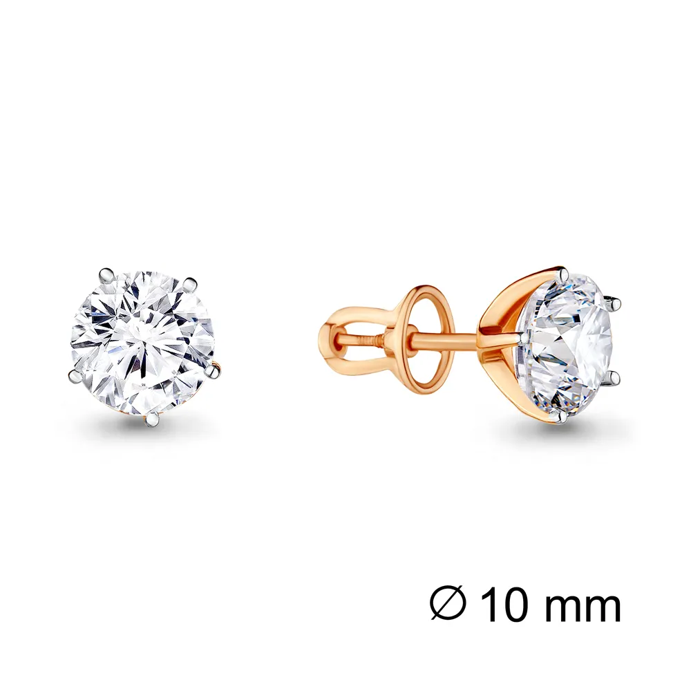 Cercei Pusete din aur roșu cu Cubic Zirconia Incolor