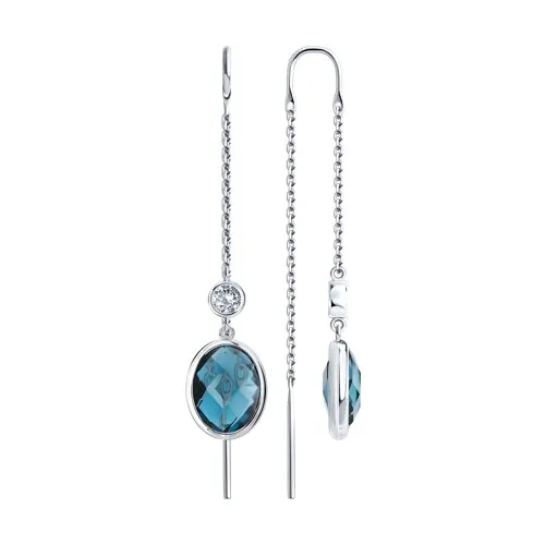 Cercei Lanț din aur alb cu Cubic Zirconia Incolor, Topaz London