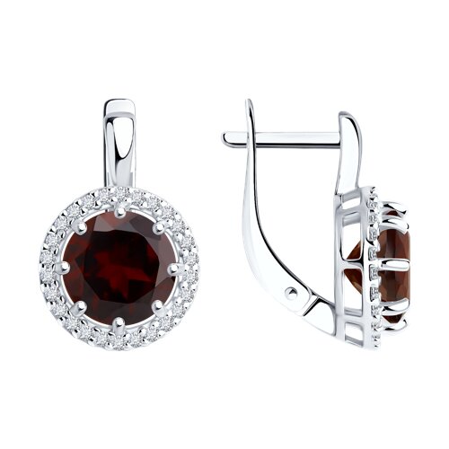 Cercei din argint  cu pietre Cubic Zirconia Incolor, Granat