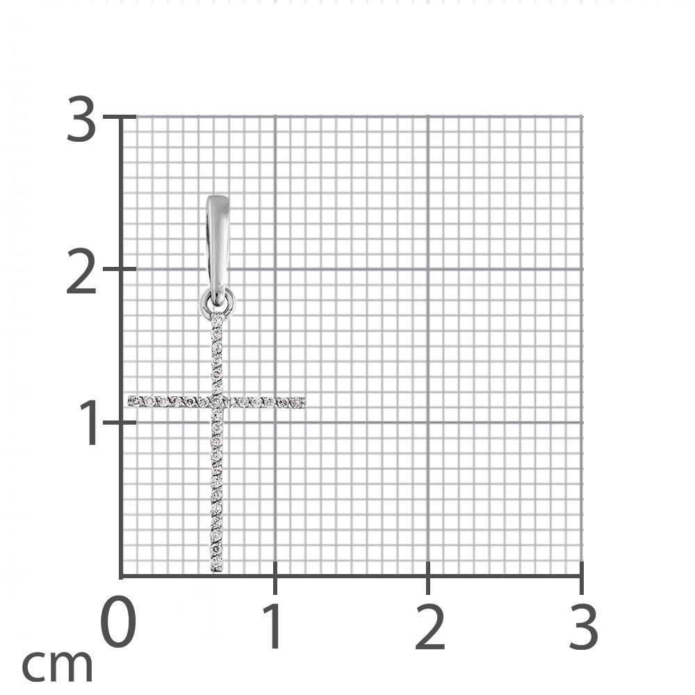 Крестик из белого золота с камнями Бриллиант