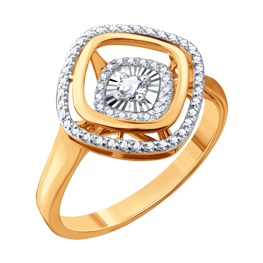 Inel din aur roșu cu pietre Diamant