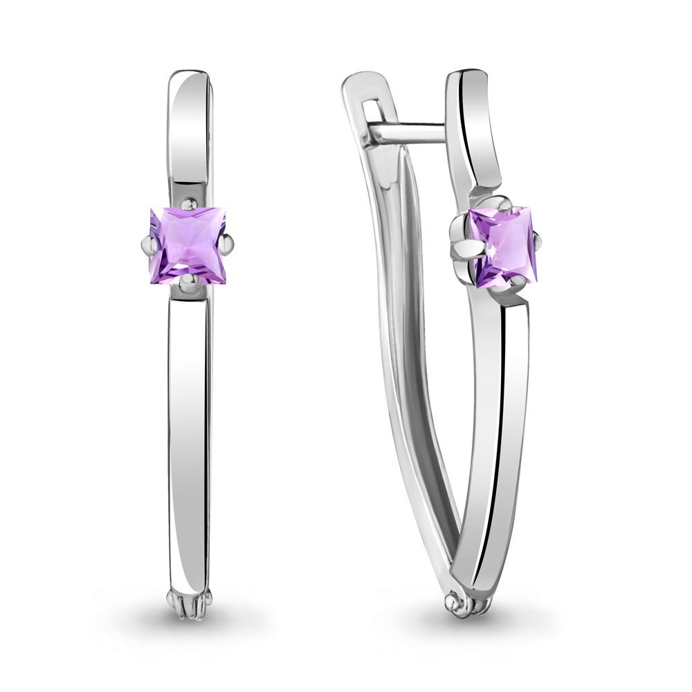 Серьги из серебра с камнями Аметист
