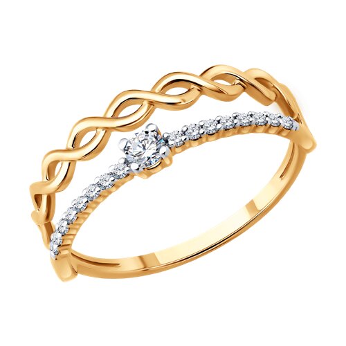 Inel din aur roșu cu pietre Cubic Zirconia Incolor