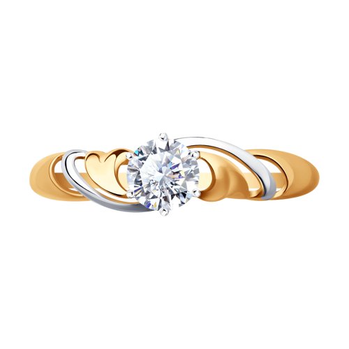 Inel din aur roșu cu pietre Cubic Zirconia Incolor