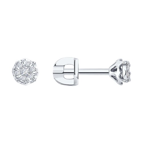 Cercei Pusete din aur alb cu pietre Diamant