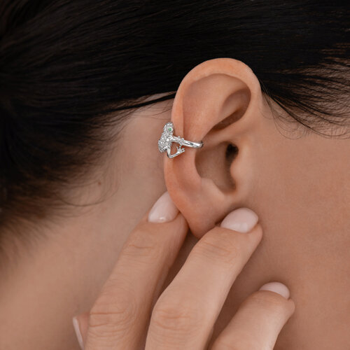 Cercel din argint  cu pietre Cubic Zirconia Incolor, Cubic Zirconia Verde