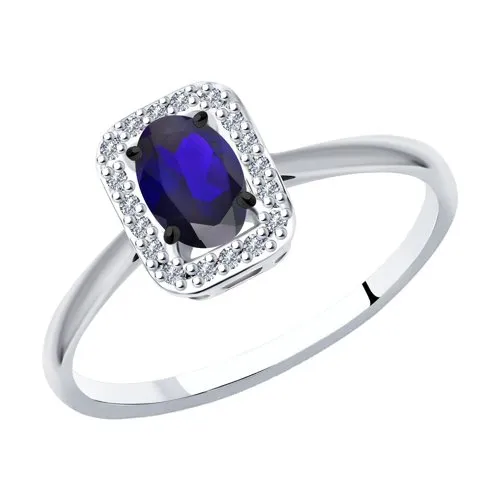 Inel din aur alb cu Diamant, Safir