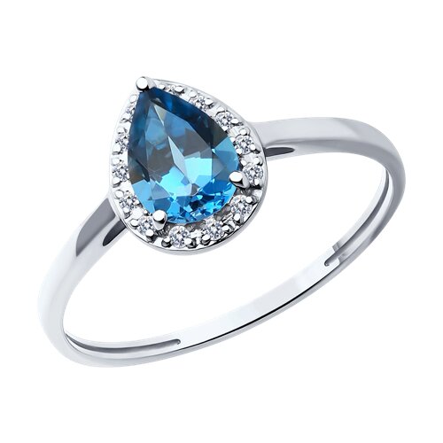 Inel din aur alb cu pietre Diamant, Topaz London
