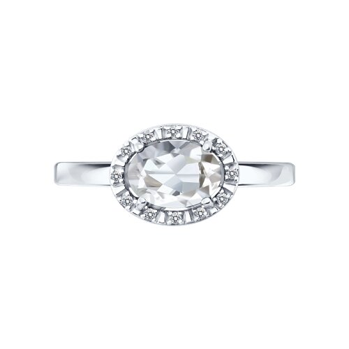 Кольцо из белого золота с камнями Бриллиант, Горный хрусталь