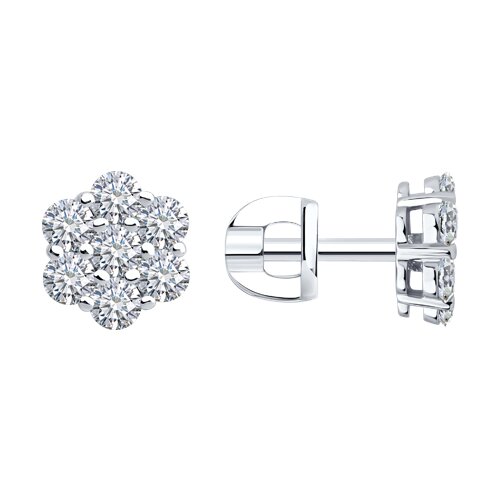 Cercei Pusete din aur alb cu pietre Diamant