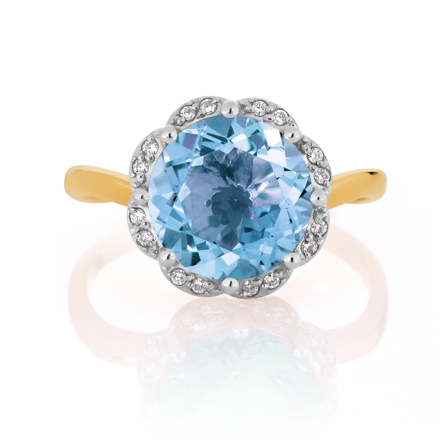 Inel din aur roșu cu pietre Cubic Zirconia Incolor, Topaz