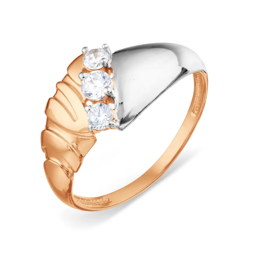 Inel din aur roșu cu Cubic Zirconia Incolor