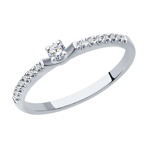 Кольцо из белого золота с камнями Бриллиант