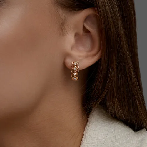 Cercei din aur roșu cu Cubic Zirconia Incolor