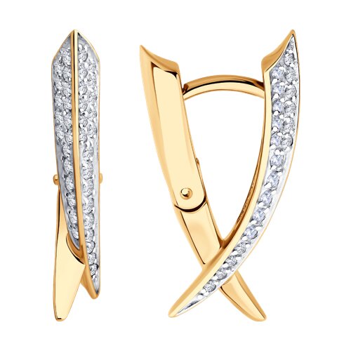 Cercei Creole din aur roșu cu pietre Cubic Zirconia Incolor