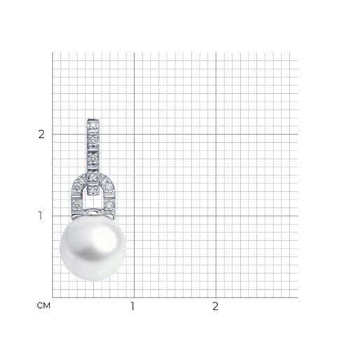 Pandantiv din aur alb cu pietre Diamant, Perla Albă