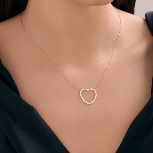 Colier din aur roșu cu pietre Cubic Zirconia Incolor