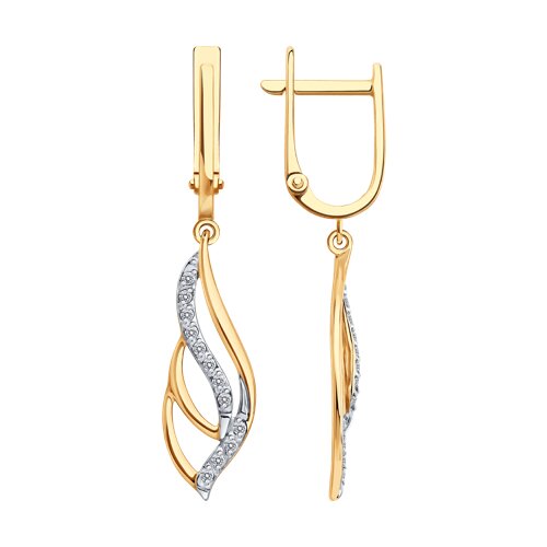 Cercei Suspendați din aur roșu cu pietre Cubic Zirconia Incolor