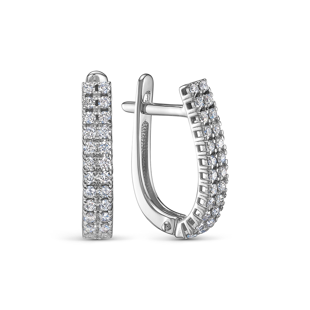 Серьги из белого золота с камнями Бриллиант