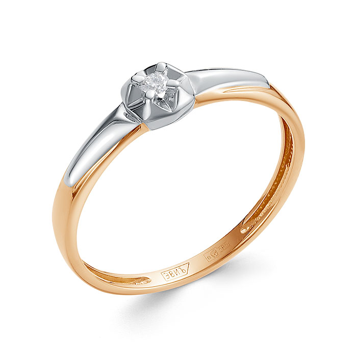 Кольцо из красного золота с камнями Бриллиант