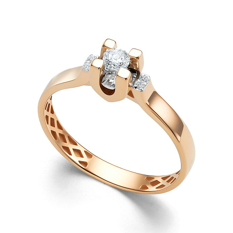 Inel din aur roșu cu pietre Diamant