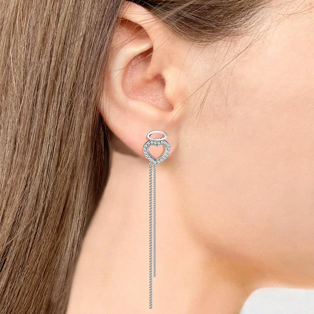 Cercei Pusete din aur alb cu Cubic Zirconia Incolor