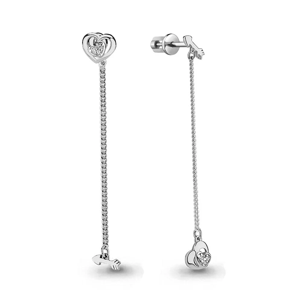 Cercei Pusete din aur alb cu Cubic Zirconia Incolor
