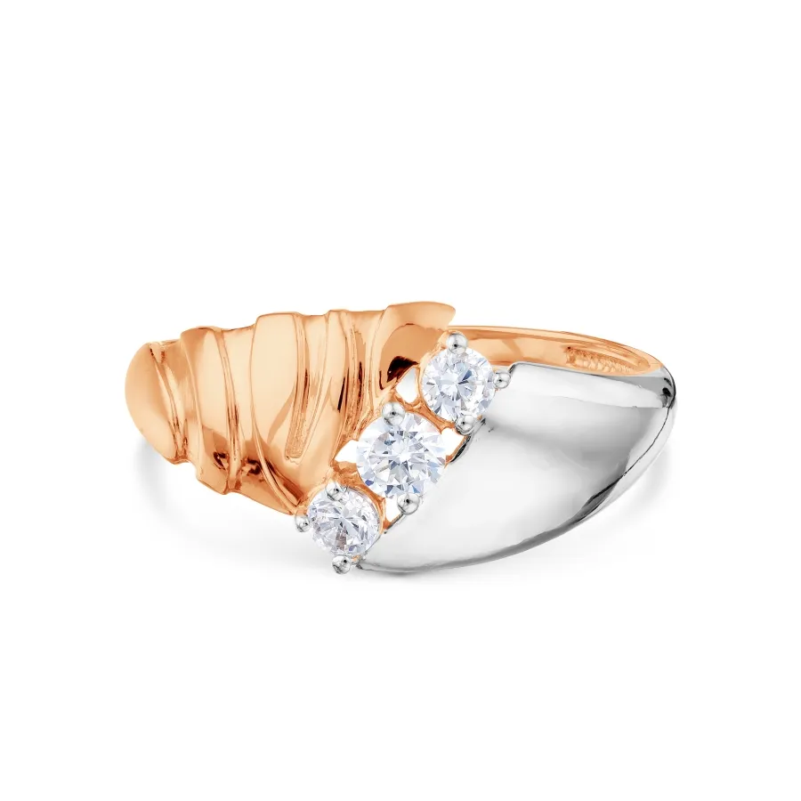 Inel din aur roșu cu Cubic Zirconia Incolor