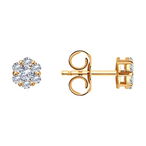 Cercei Pusete din aur roșu cu pietre Cubic Zirconia Incolor