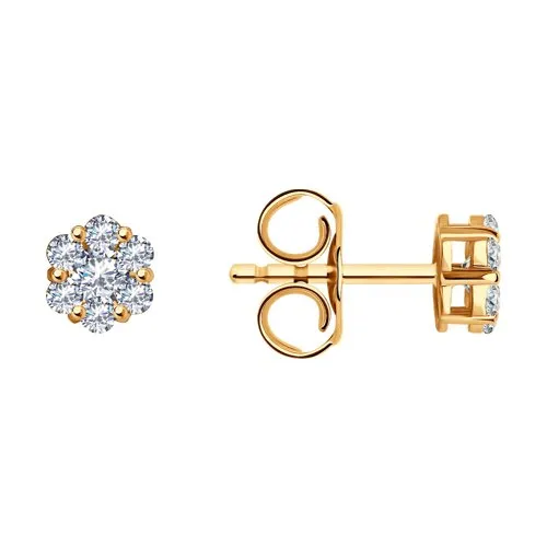 Cercei Pusete din aur roșu cu Cubic Zirconia Incolor