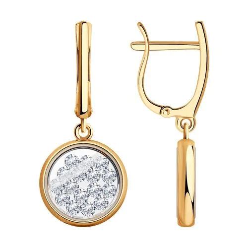 Cercei Suspendați din aur roșu cu Cubic Zirconia Incolor, Sticla minerală
