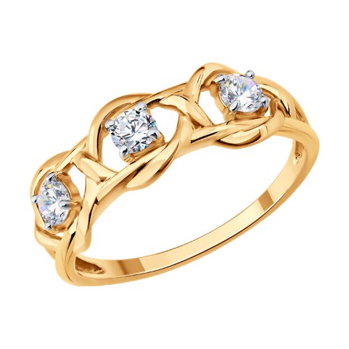 Кольцо из красного золота с камнями Фианит