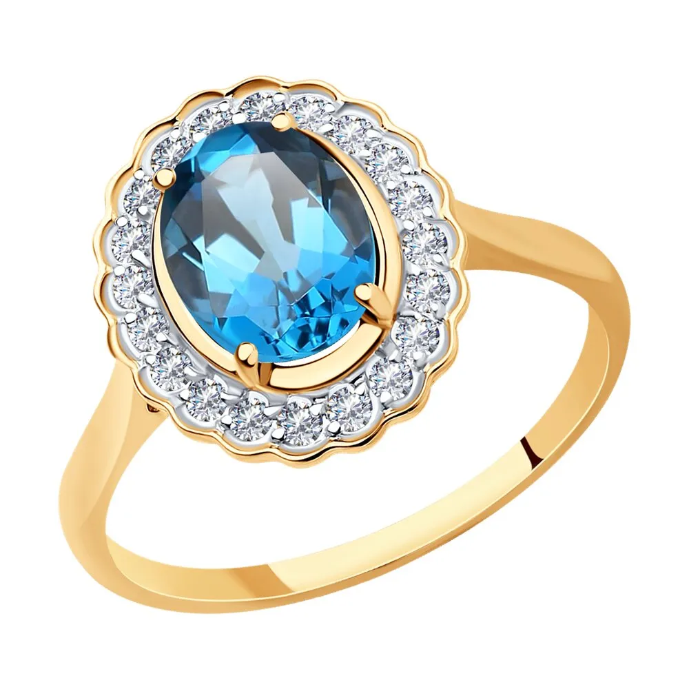 Inel din aur roșu cu Cubic Zirconia Incolor, Topaz London