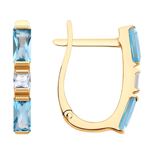 Cercei din aur roșu cu pietre Cubic Zirconia Incolor, Topaz Swiss