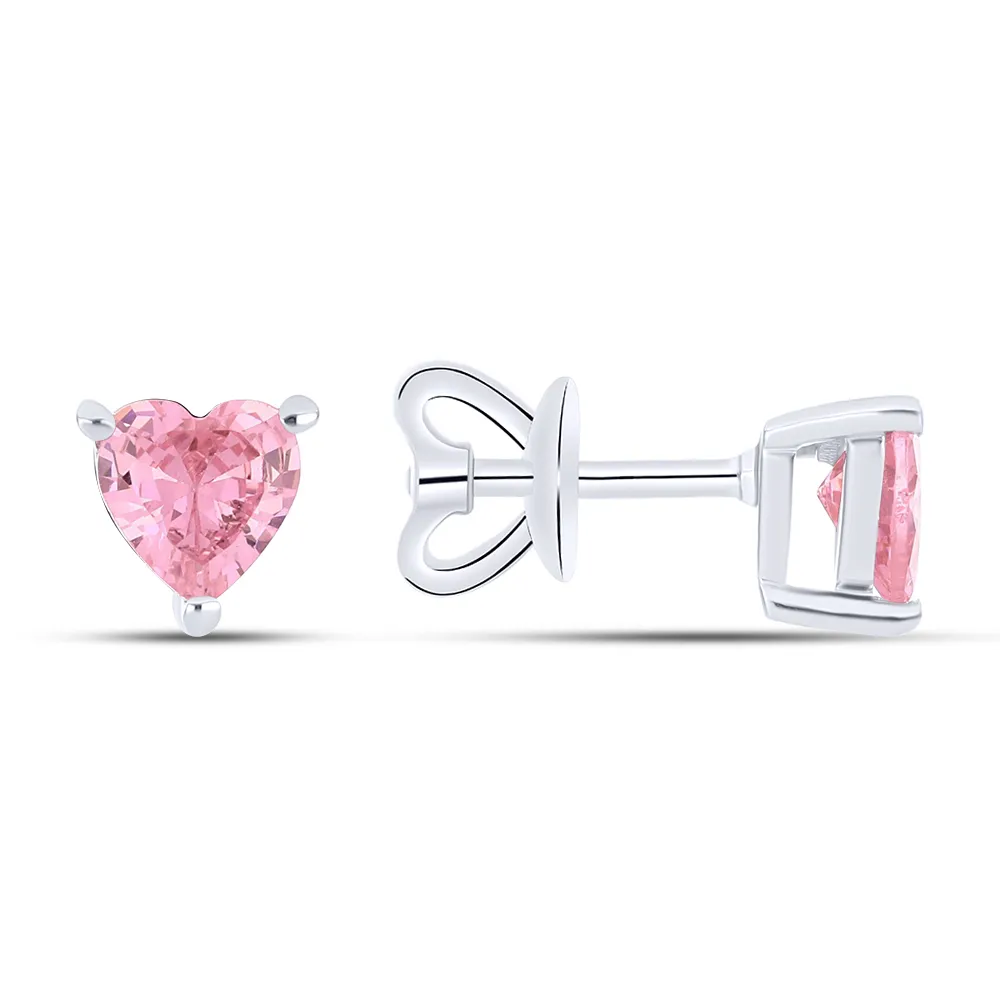 Cercei Pusete din argint cu Cubic Zirconia Roz