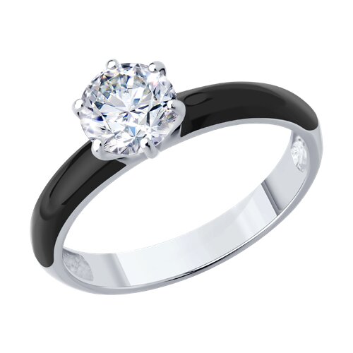 Inel din argint  cu pietre Cubic Zirconia Incolor, Emailare
