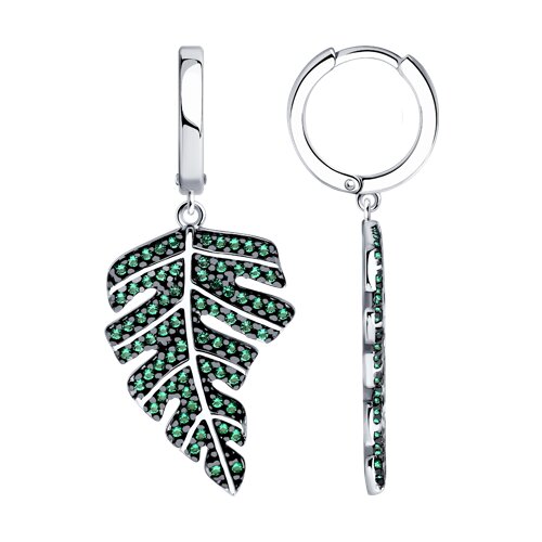 Cercei Pusete din argint  cu pietre Cubic Zirconia Verde