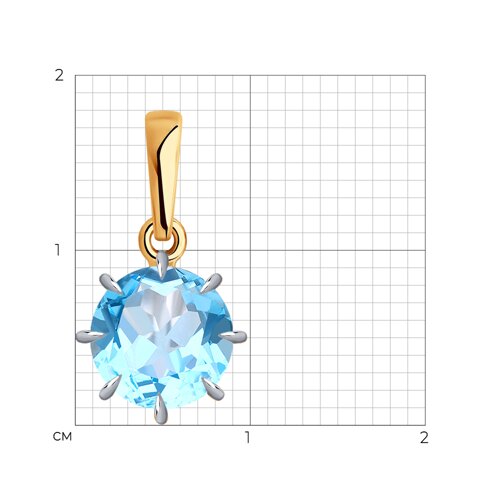 Pandantiv din aur roșu cu pietre Topaz albastru