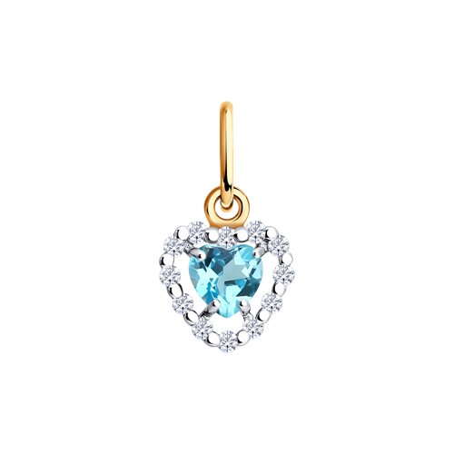 Pandantiv din aur roșu cu pietre Cubic Zirconia Incolor, Topaz Swiss