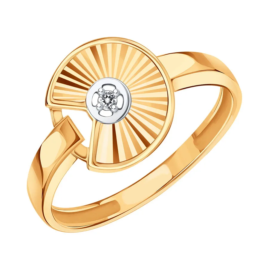 Inel din aur roșu cu Cubic Zirconia Incolor