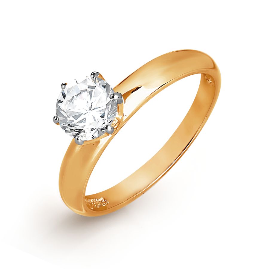 Кольцо из красного золота с камнями Swarovski