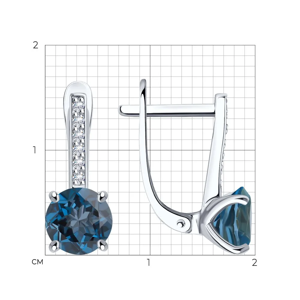 Cercei din aur alb cu Cubic Zirconia Incolor, Topaz London