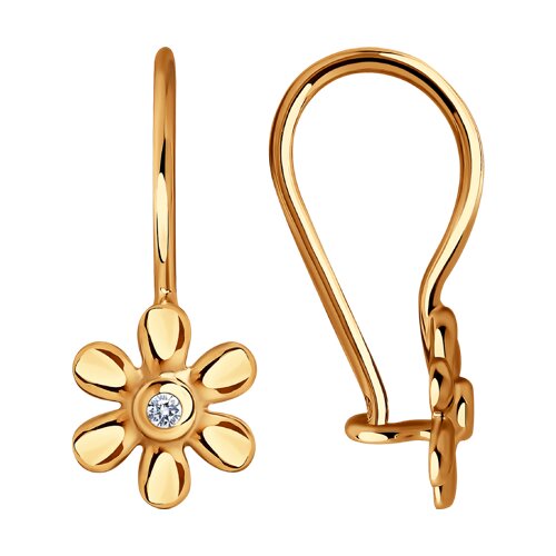 Cercei p-u copii din aur roșu cu pietre Cubic Zirconia Incolor