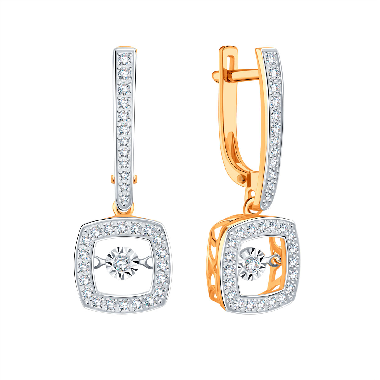 Cercei Suspendați din aur roșu cu pietre Diamant